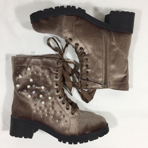 rhinestone studded combat boots
